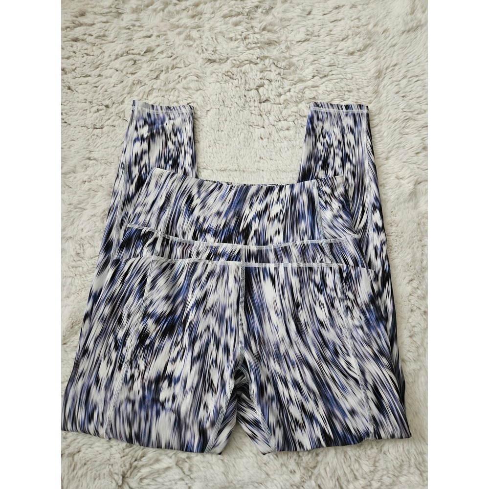 Kinship Active Workout Leggings Medium Blue Abstract Pocket Print